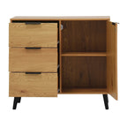 Wood Sideboard Buffet Cabinet with 3 Drawers & Adjustable Shelf & Door