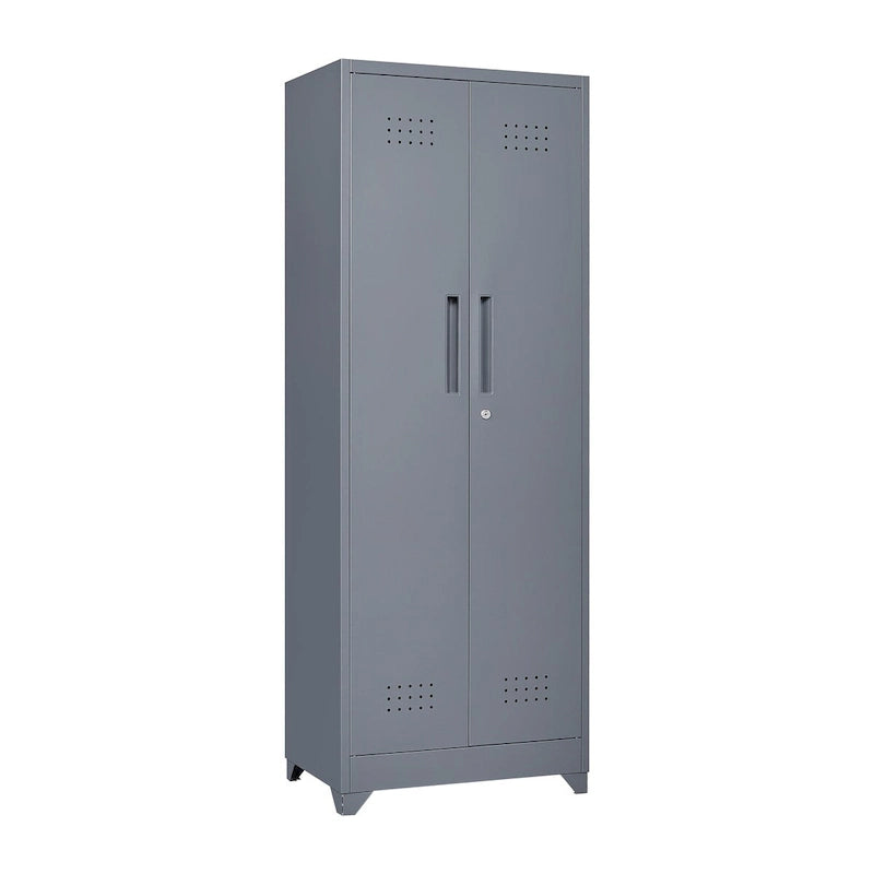 Metal Storage Cabinets, Cleaning Tool Cabinet with Locking Door, Tall Broom Tool Organizer and Storage, Large Storage Cabinet