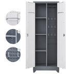 Metal Storage Cabinets, Cleaning Tool Cabinet with Locking Door, Tall Broom Tool Organizer and Storage, Large Storage Cabinet