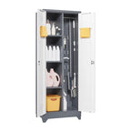 Metal Storage Cabinets, Cleaning Tool Cabinet with Locking Door, Tall Broom Tool Organizer and Storage, Large Storage Cabinet