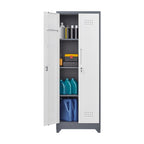Metal Storage Cabinets, Cleaning Tool Cabinet with Locking Door, Tall Broom Tool Organizer and Storage, Large Storage Cabinet