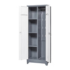 Metal Storage Cabinets, Cleaning Tool Cabinet with Locking Door, Tall Broom Tool Organizer and Storage, Large Storage Cabinet