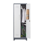 Metal Storage Cabinets, Cleaning Tool Cabinet with Locking Door, Tall Broom Tool Organizer and Storage, Large Storage Cabinet