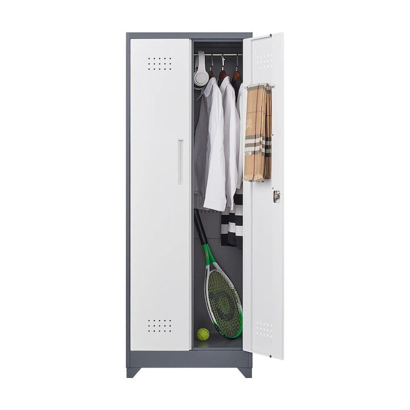 Metal Storage Cabinets, Cleaning Tool Cabinet with Locking Door, Tall Broom Tool Organizer and Storage, Large Storage Cabinet