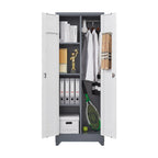 Metal Storage Cabinets, Cleaning Tool Cabinet with Locking Door, Tall Broom Tool Organizer and Storage, Large Storage Cabinet