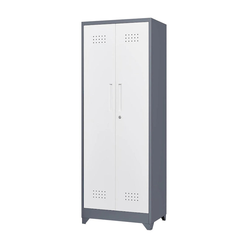 Metal Storage Cabinets, Cleaning Tool Cabinet with Locking Door, Tall Broom Tool Organizer and Storage, Large Storage Cabinet
