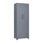 Metal Storage Cabinets, Cleaning Tool Cabinet with Locking Door, Tall Broom Tool Organizer and Storage, Large Storage Cabinet