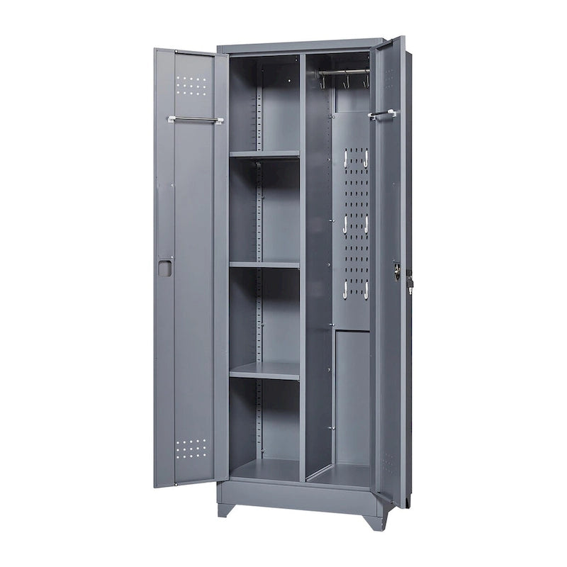 Metal Storage Cabinets, Cleaning Tool Cabinet with Locking Door, Tall Broom Tool Organizer and Storage, Large Storage Cabinet