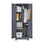 Metal Storage Cabinets, Cleaning Tool Cabinet with Locking Door, Tall Broom Tool Organizer and Storage, Large Storage Cabinet