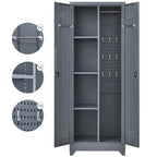 Metal Storage Cabinets, Cleaning Tool Cabinet with Locking Door, Tall Broom Tool Organizer and Storage, Large Storage Cabinet