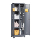 Metal Storage Cabinets, Cleaning Tool Cabinet with Locking Door, Tall Broom Tool Organizer and Storage, Large Storage Cabinet