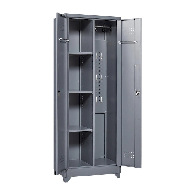 Metal Storage Cabinets, Cleaning Tool Cabinet with Locking Door, Tall Broom Tool Organizer and Storage, Large Storage Cabinet