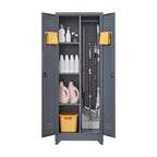 Metal Storage Cabinets, Cleaning Tool Cabinet with Locking Door, Tall Broom Tool Organizer and Storage, Large Storage Cabinet