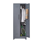 Metal Storage Cabinets, Cleaning Tool Cabinet with Locking Door, Tall Broom Tool Organizer and Storage, Large Storage Cabinet