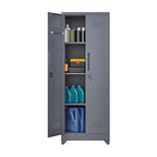 Metal Storage Cabinets, Cleaning Tool Cabinet with Locking Door, Tall Broom Tool Organizer and Storage, Large Storage Cabinet