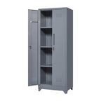 Metal Storage Cabinets, Cleaning Tool Cabinet with Locking Door, Tall Broom Tool Organizer and Storage, Large Storage Cabinet