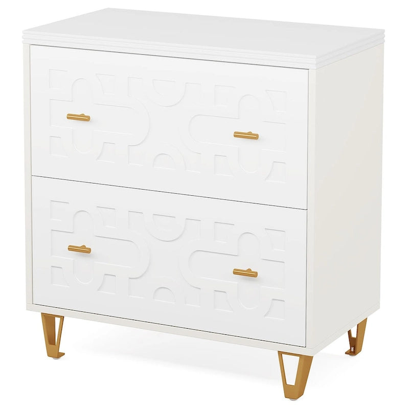 Modern 2-Drawer Lateral File Cabinet, White Office Filing Cabinet for Legal/Letter/A4 Size