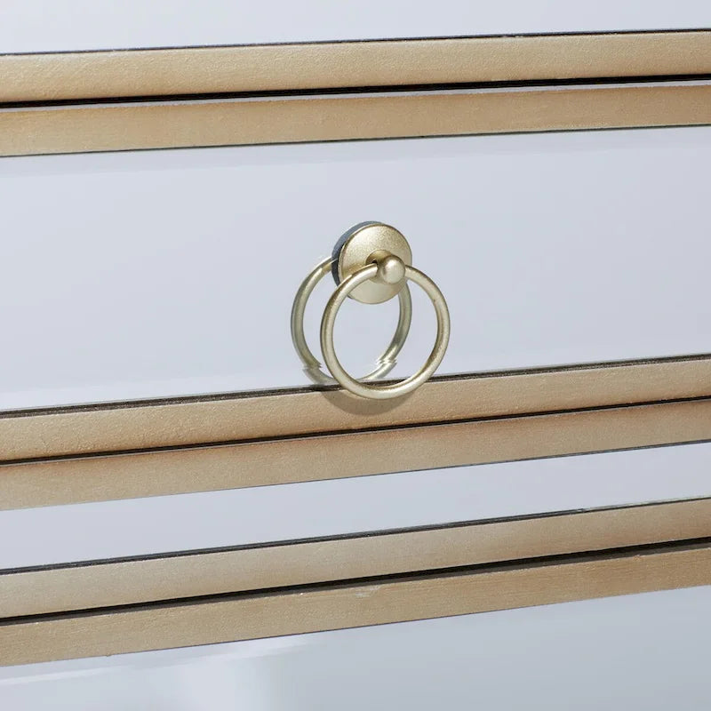 Glass Mirrored 1 Drawer and 1 Door Room Cabinet - Beige - Roche River Decor