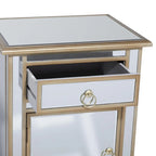 Glass Mirrored 1 Drawer and 1 Door Room Cabinet - Beige - Roche River Decor