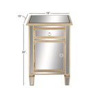 Glass Mirrored 1 Drawer and 1 Door Room Cabinet - Beige - Roche River Decor