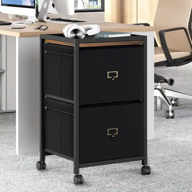 File Cabinet with 2 Drawers, Mobile Filing Cabinet Fits Letter Size or A4