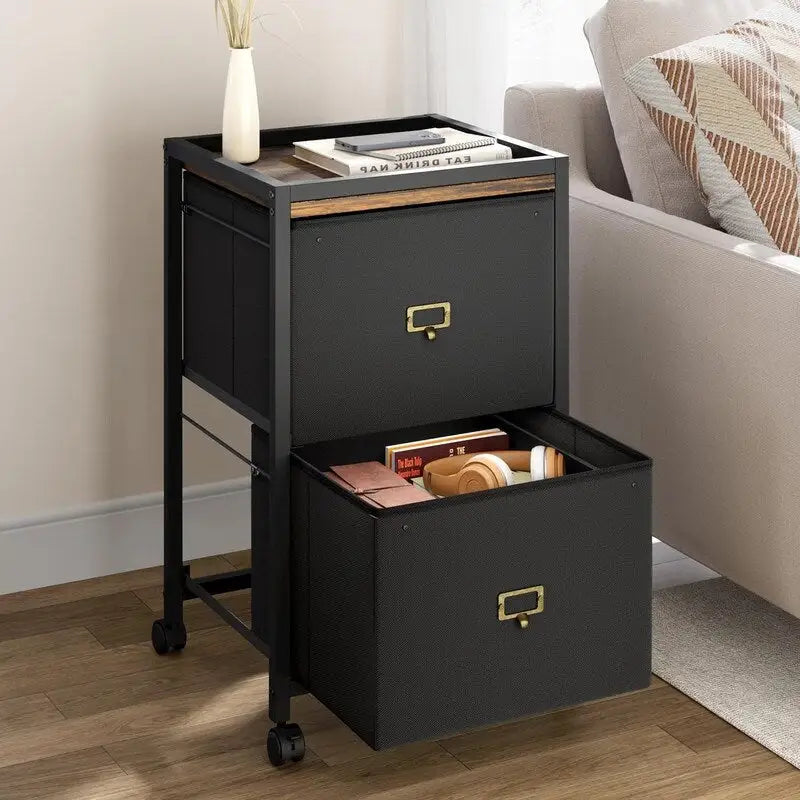 File Cabinet with 2 Drawers, Mobile Filing Cabinet Fits Letter Size or A4