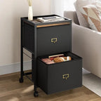 File Cabinet with 2 Drawers, Mobile Filing Cabinet Fits Letter Size or A4