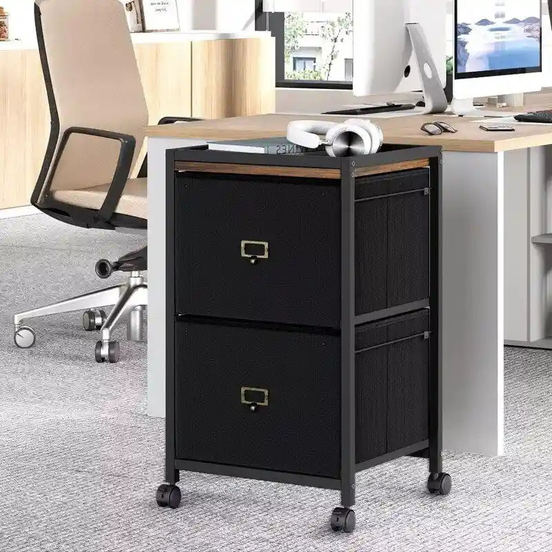 File Cabinet with 2 Drawers, Mobile Filing Cabinet Fits Letter Size or A4