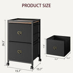 File Cabinet with 2 Drawers, Mobile Filing Cabinet Fits Letter Size or A4