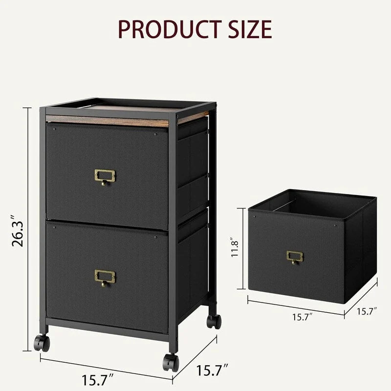 File Cabinet with 2 Drawers, Mobile Filing Cabinet Fits Letter Size or A4
