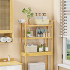 Over Toilet Shelf Space-saving Bamboo Bathroom Cabinet Rack Adjustable